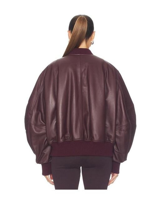 The Attico Purple Leather Bomber Jacket