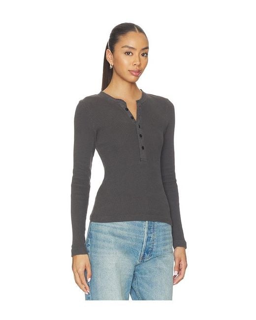 Citizens of Humanity Black Drea Waffle Henley Top