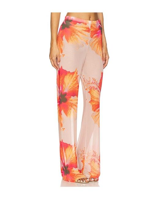 GOOD AMERICAN Orange Gauze Mesh Wide Leg Pant