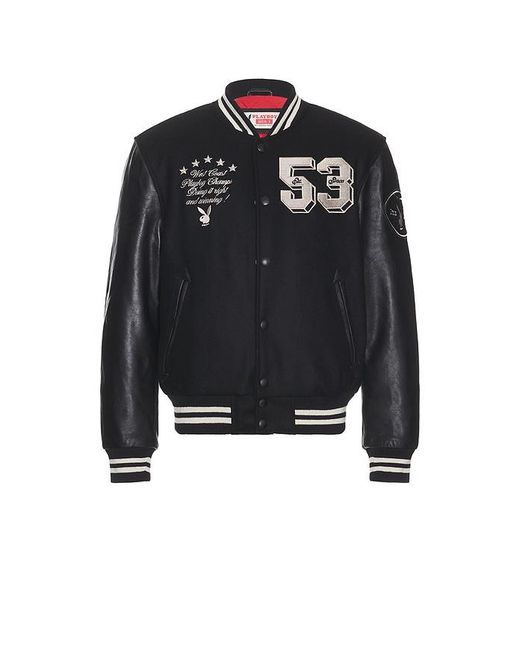 Playboy Black 53 Premium Varsity Jacket for men