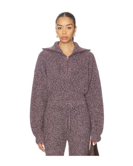 WellBeing + BeingWell Purple Dale Half Zip Sweater