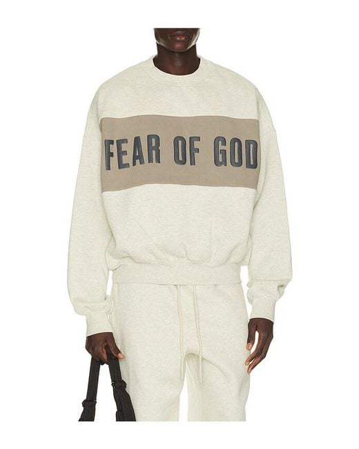 Fear Of God White Cropped Relaxed Panelled Sweatshirt for men