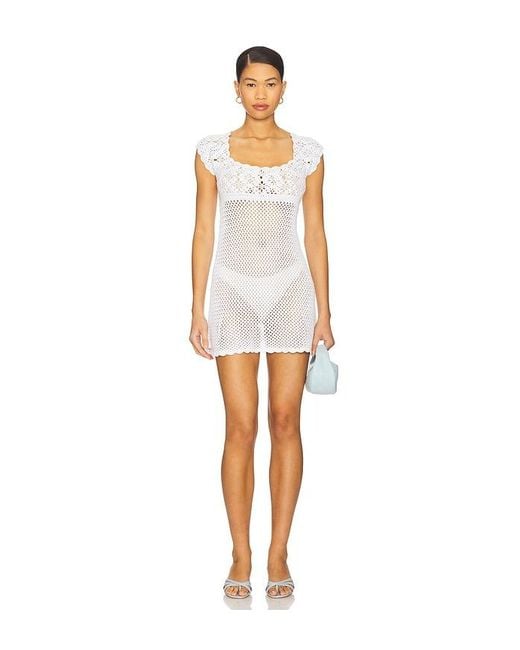 Frankie's Bikinis White Eloise Crochet Dress