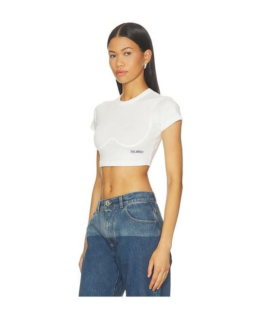 The Attico Blue Logo Crop Tee