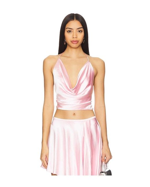Bardot Andreama サテンホルタートップ Pink