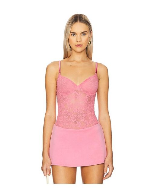 Fleur du Mal Le Stretch レースボディスーツ Pink