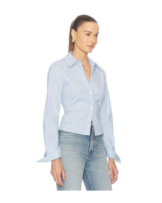 Helsa Blue Stripe Poplin Fitted Shirt