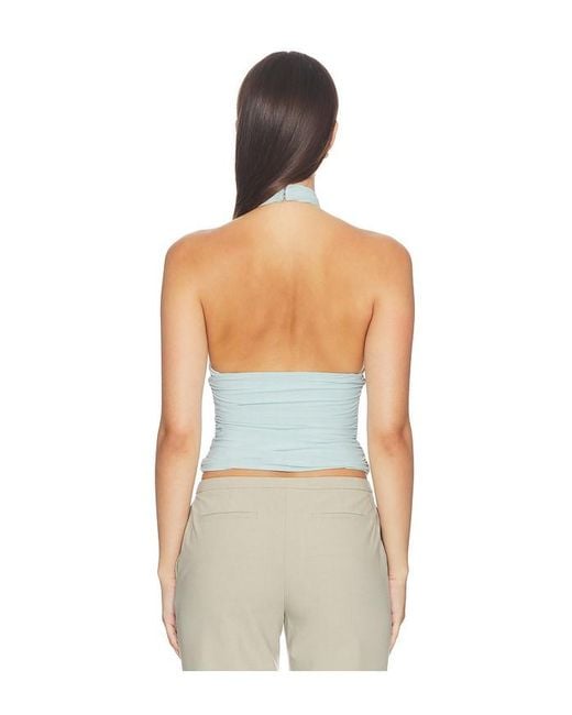 Mimchik Blue Piper Knotted Halter Top