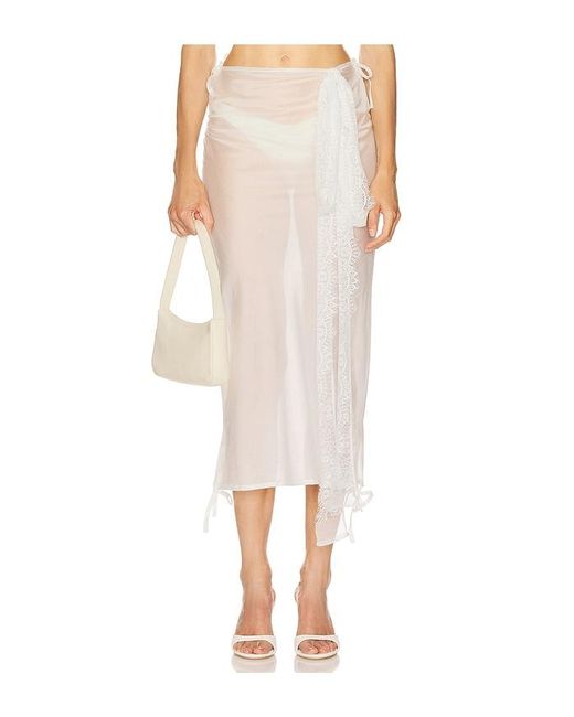Milkwhite White X Revolve Midi Skirt With Lace Details