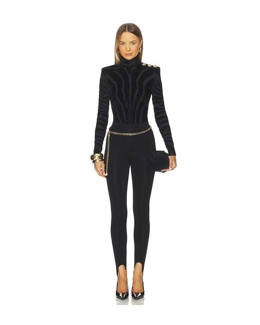 Balmain Black Buttoned Bouclette Zebra Top
