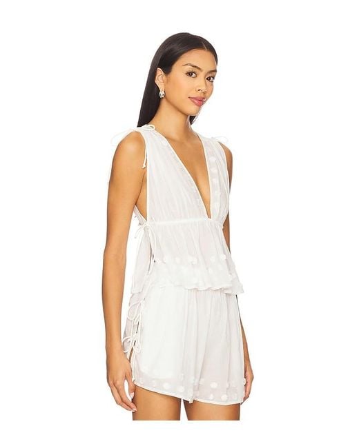 Ulla Johnson White Anya Plunge V Neck Top Coverup