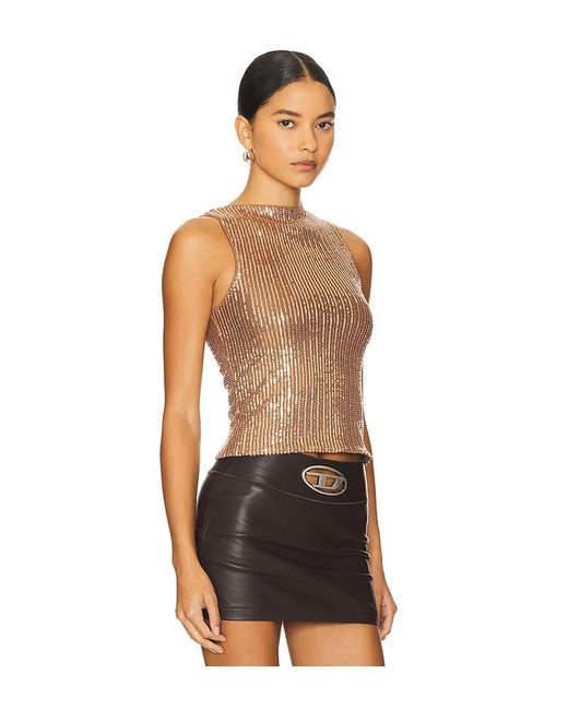superdown Black Sequin Embellished Mesh Keyhole Top