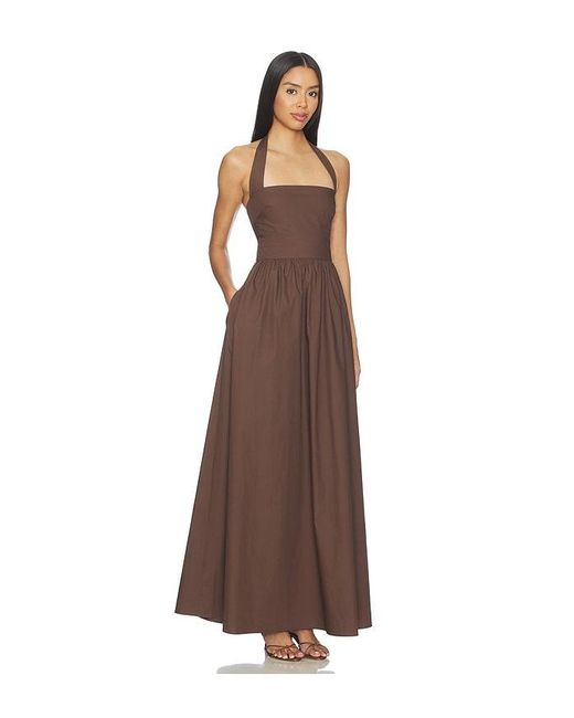Susana Monaco Brown X Revolve Poplin Tie Halter Dress