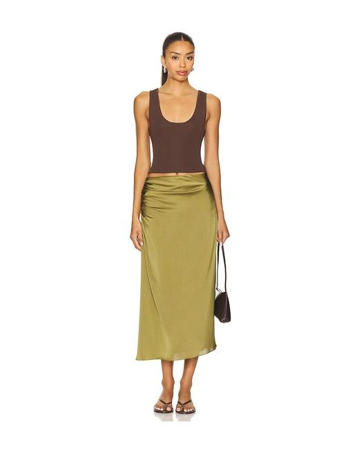 Theory Green Side Ruched Skirt