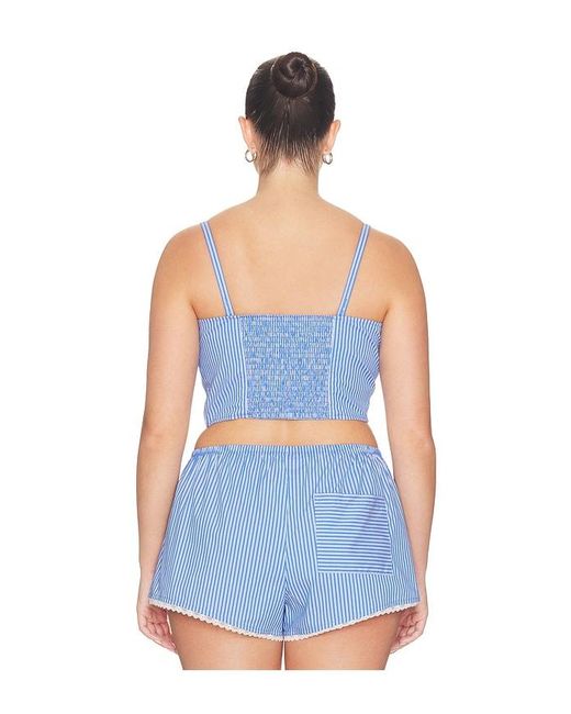 GOOD AMERICAN Blue Poplin Bustier Cami Top