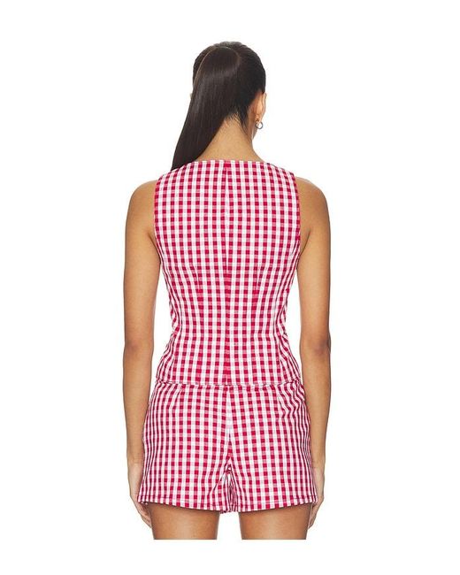 Cinq À Sept Pink Mini Gingham Denim Lovina Top