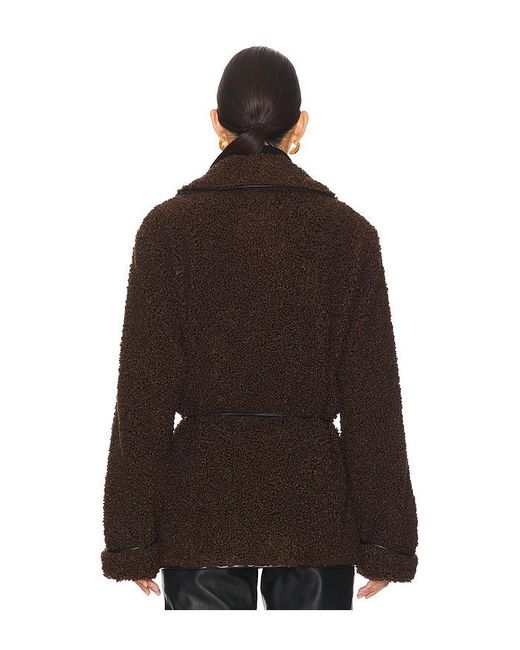 Jonathan Simkhai Black Sherpa Tie-Waist Longline Jacket