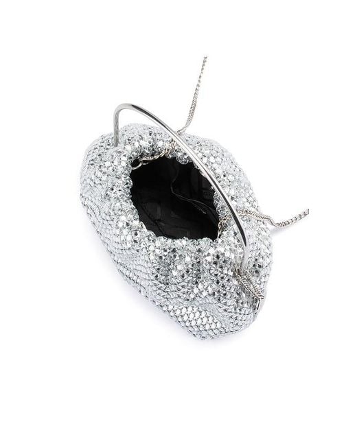 Olga Berg White Whitney Crystal Top Handle Bag