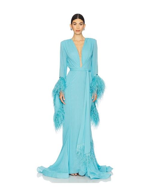 Bronx and Banco Blue Geisha V Neck Gown