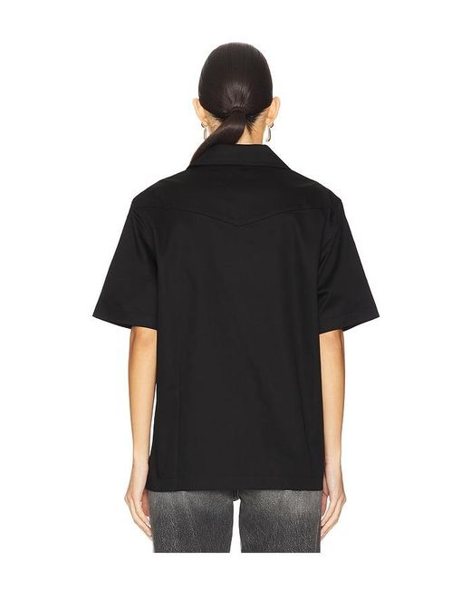 WAO Black Satin Western Short Sleeve Shirt for men