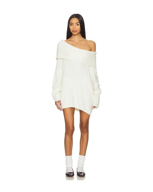 WeWoreWhat White Oversized Off Shoulder Sweater