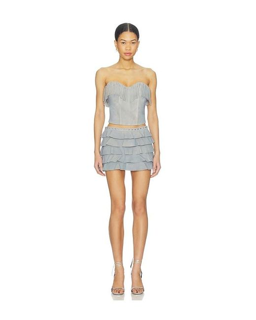 Lamarque White X Revolve Gianni Fringed Suede Bustier Top