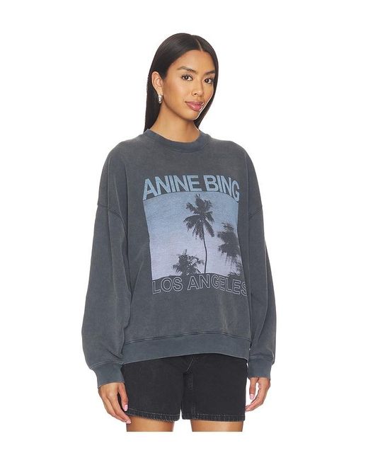 Anine Bing Blue Miles Palms Sweatshirt