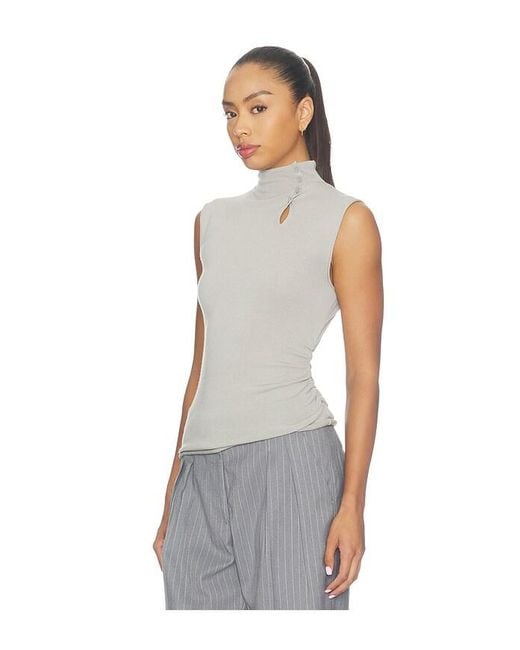 Helmut Lang White Button Sleeveless Top