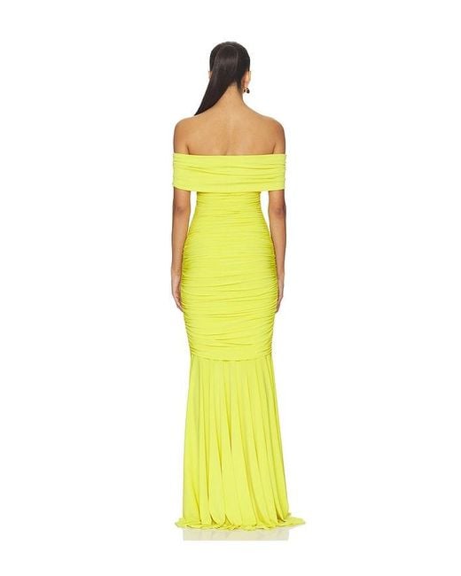 Norma Kamali Yellow Sleeveless Cowl Neck Side Shirred Fishtail Gown