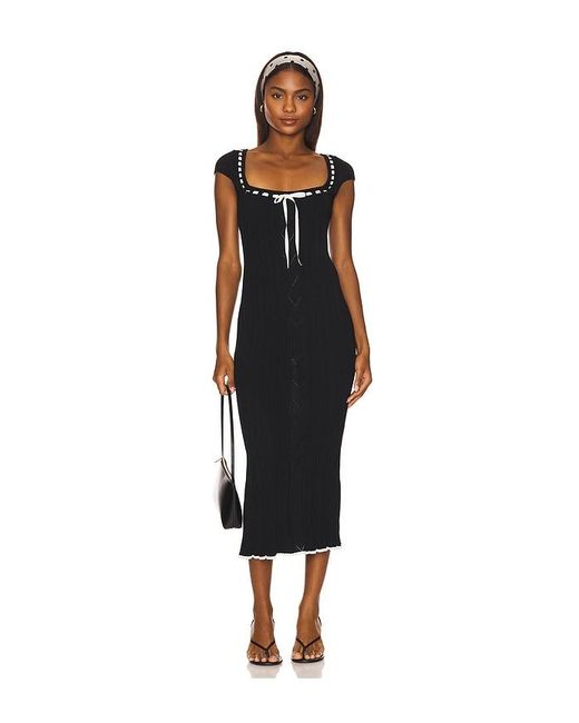 LPA Jonna Midi Dress in Black | Lyst LPA Jonna Midi Dress in Black | Lyst