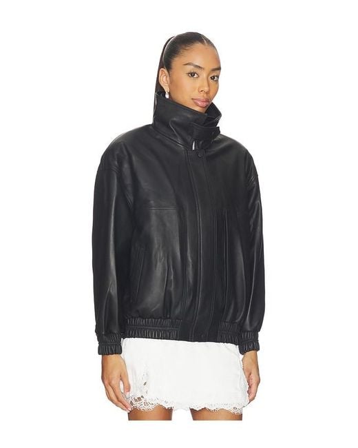 AEXAE Black Leather Collar Jacket