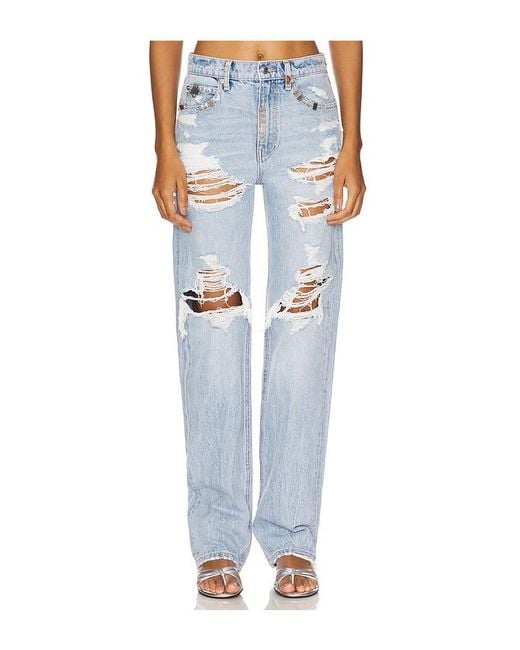 Alexander Wang Blue Distressed Ez Mid Rise Jean