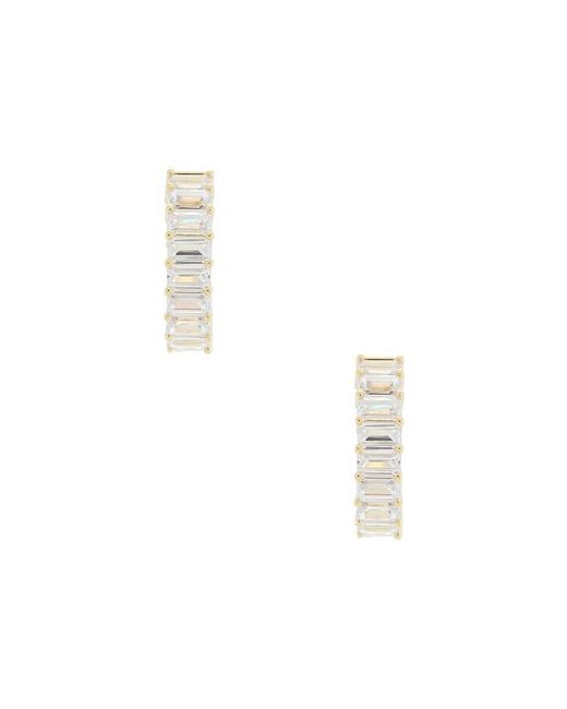 By Adina Eden White Baguette Hoop Earring