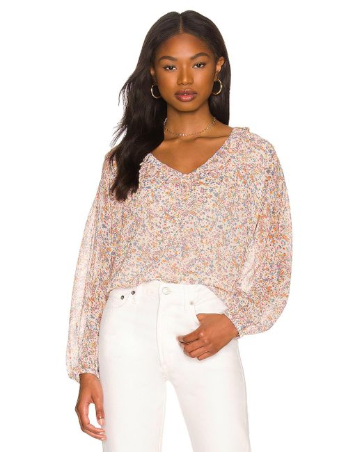 1.STATE Chiffon Ruffle Neck Blouse | Lyst