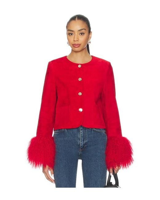 Susanna Chow Red Frida Suede Jacket