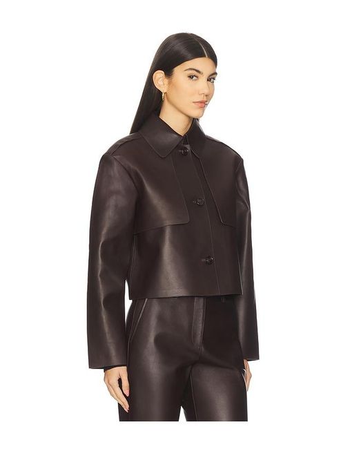 Theory Brown Crop Leather Trench