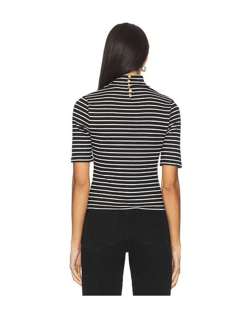Rag & Bone Black The Knit Stripe Rib Turtleneck Tee