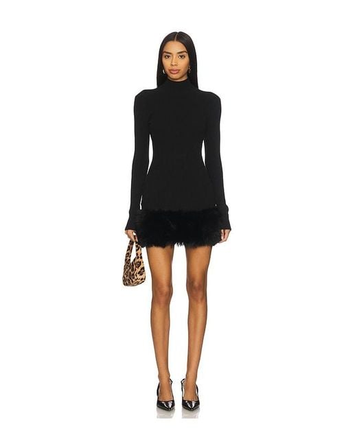 MAJORELLE Black Zoey Faux Fur Mini Dress