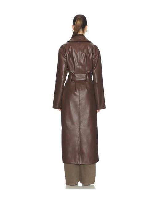 ALL THE WAYS Brown Carey Faux Leather Trench