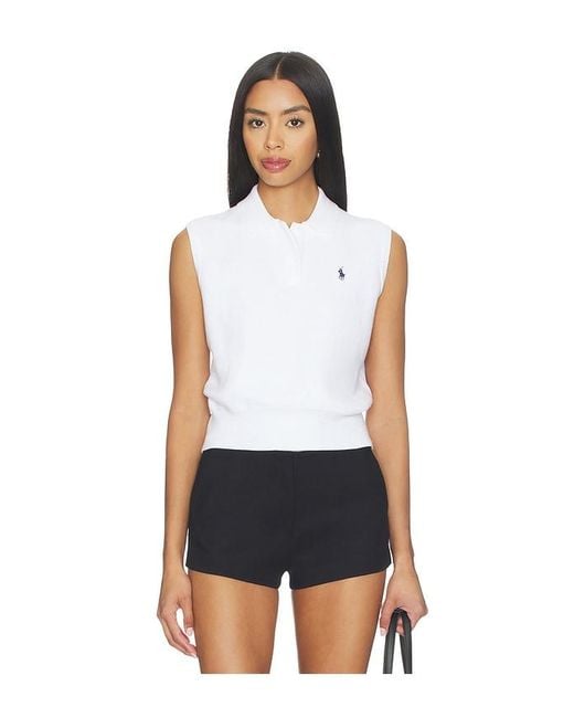 Polo Ralph Lauren White Pima Cotton Sleeveless Polo