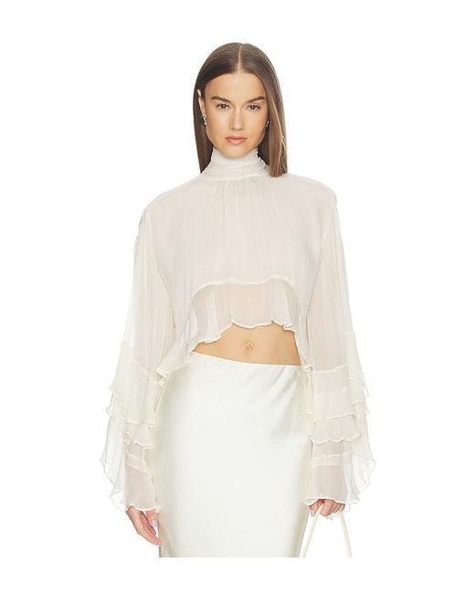 LOBA White Zoe Ruffle Blouse