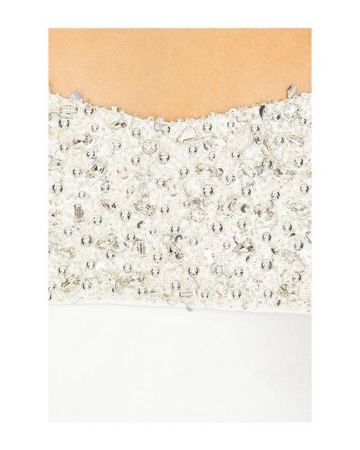 MAJORELLE White Embellished Satin Mini Slip Dress