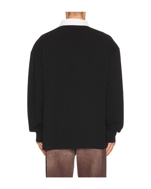Calvin Klein Black Compact Rugby Long Sleeve Polo for men