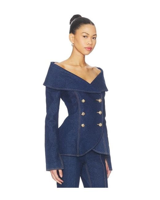 Nadine Merabi Blue Jordan Denim Top