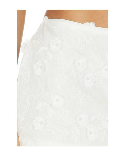 GUIZIO White Low Rise Embroidered Skirt
