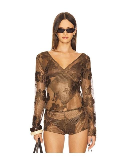 Jaded London Brown Celina Wrap Top