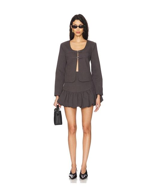 Line & Dot Black Devin Bubble Mini Skirt