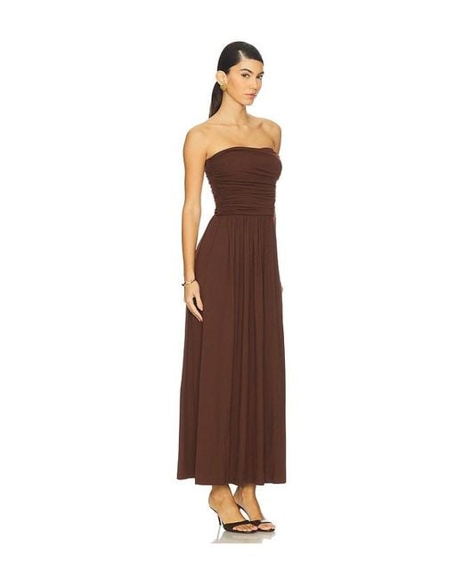 Runaway the Label Brown Malone Ruched Strapless Maxi Dress