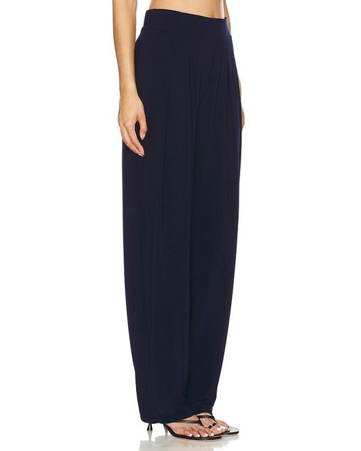 Norma Kamali Blue Low Rise Pleated Trouser