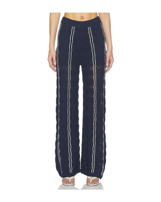 Central Park West Blue Amber Novelty Stitch Sweater Pant